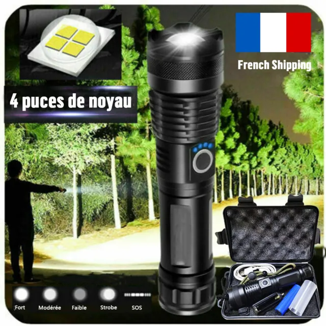 USB Rechargeable xhp70 LED Lampe Tactique de Torche à Main Zoom Portable w/ Box 2