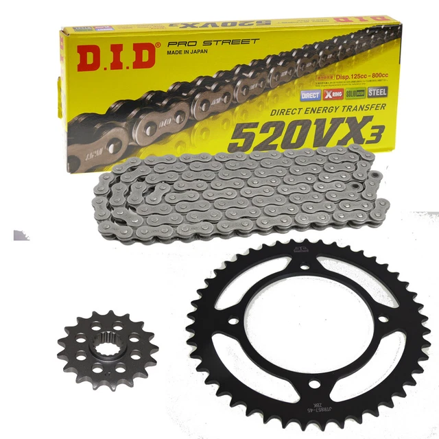 Kit Chaîne DID 520 VX3 Pour Kawasaki Z 750 ZR750J 2004-2006 - Transmission Complète