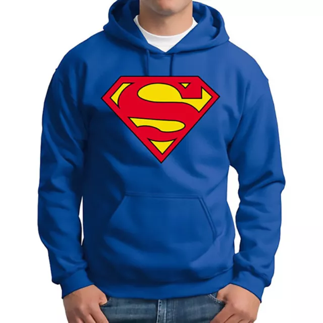 *Superman* Hoodie Sweatshirt Jumper Plain Blue Hoody Top