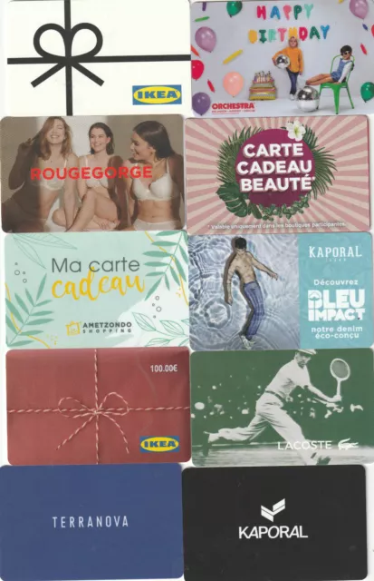 CARTE CADEAU GIFT CARD LOT 6 cartes Lacoste FRANCE EUR 6 00