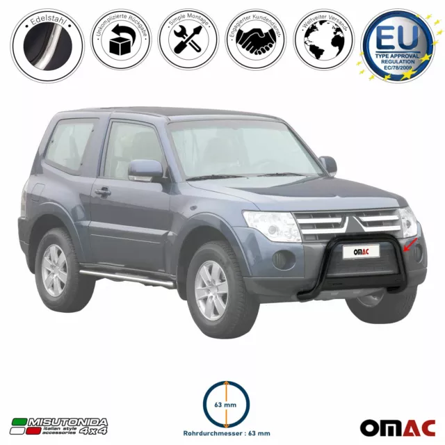 Frontbügel Frontschutzbügel für Mitsubishi Pajero 2012-2018 ø63mm Stahl Schwarz