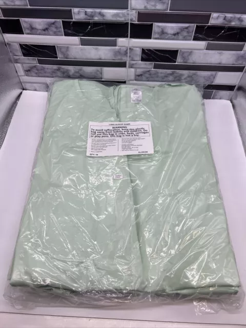 10 Pack Long Sleeved Hospital Gown - New, Green Cotton/Polyester Size XL/2X/3X