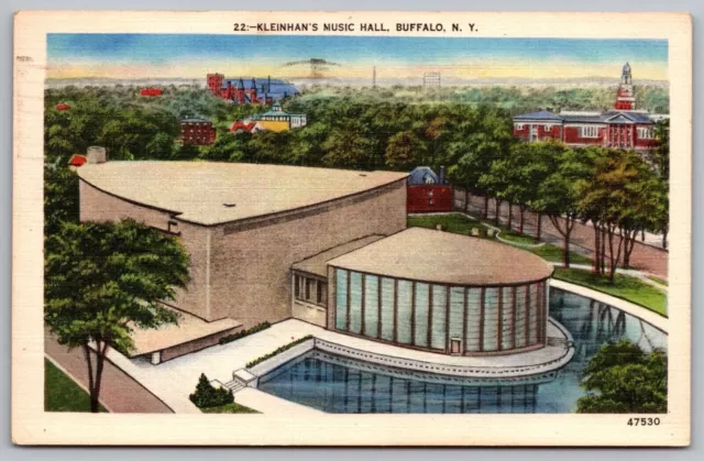 Kleinhans Music Hall Buffalo New York Birds Eye View Reflection Vintage Postcard