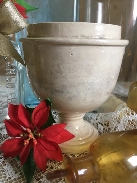 1800 Antica Coppa Vaso Mortaio Maiolica Farmacia Laboratorio Chimico