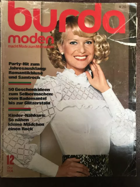 Burda Modeheft 12/1974 Vintage Nähanleitung Schnittmuster Handarbeit Nähen