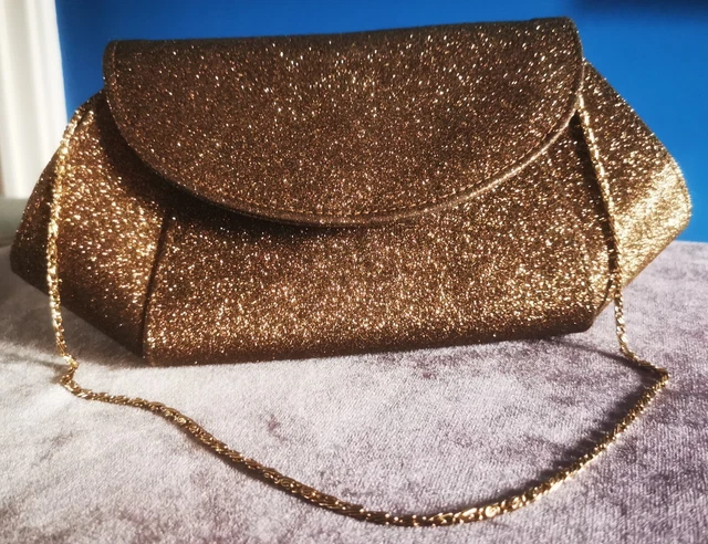 ROLAND CARTIER ROSE Gold Metallic Hotfix Clutch Crossbody BNWT R3