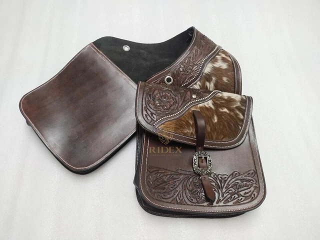 Sacoche de selle Western cuir cheval outillé véritable peau de vache 10 L x 10 L
