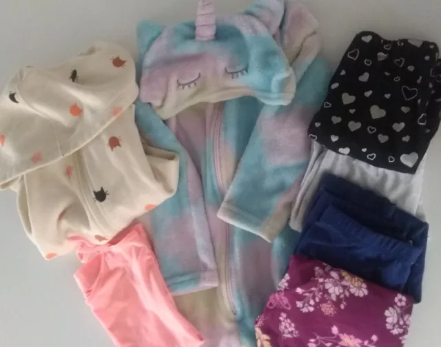 Girls Size 6/6X Lot Of Clothes, Cat Hoodie, Unicorn Pajamas & More