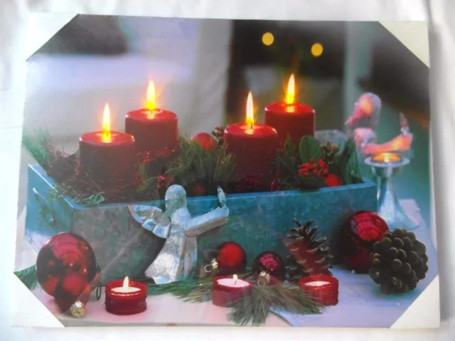 CHRISTMAS LED BATTERY OPERATED HANGING WALL CANVAS - Size: 40x30cm