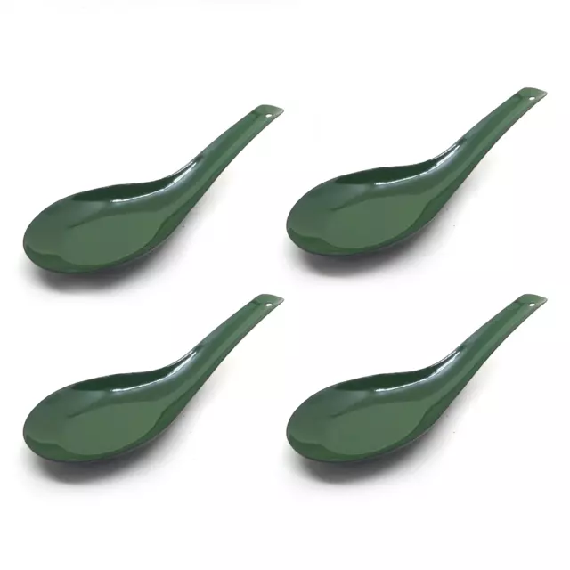 Set 4Pcs green soup enamel spoons vintage enamelware flatware camping japanese A