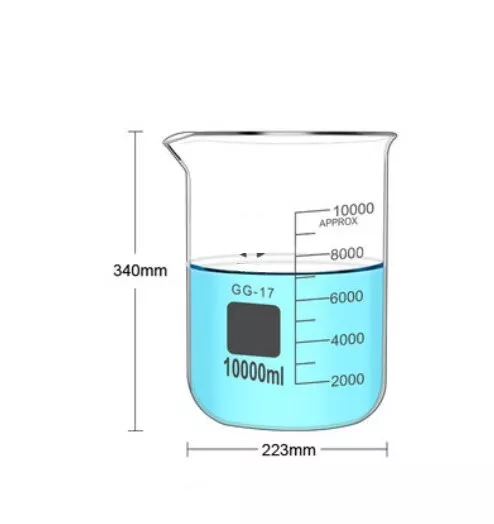 10000mL Borosilicate Glass Beaker,10L Low Form,Spout Mouth,Lab Glassware Y