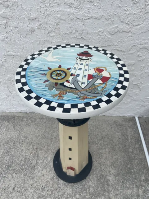 Nautical Decor  Hand painted handcrafted table beach house furniture 23 x 12 “