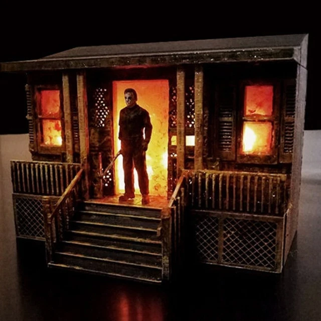 Horror Resin Figure Michael Myers Statue Halloween Decorations Light Up Toys New