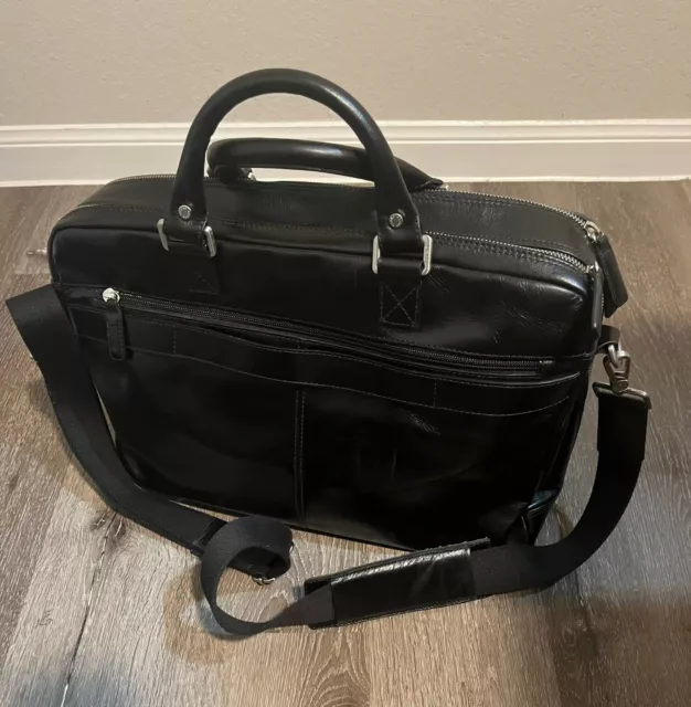 Picard Black Leather Briefcase 100% Buffalo Leather - Made In Germany