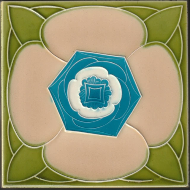 Stunning Antique Early 20th Century Art Nouveau Floral Minton Hollins Tile
