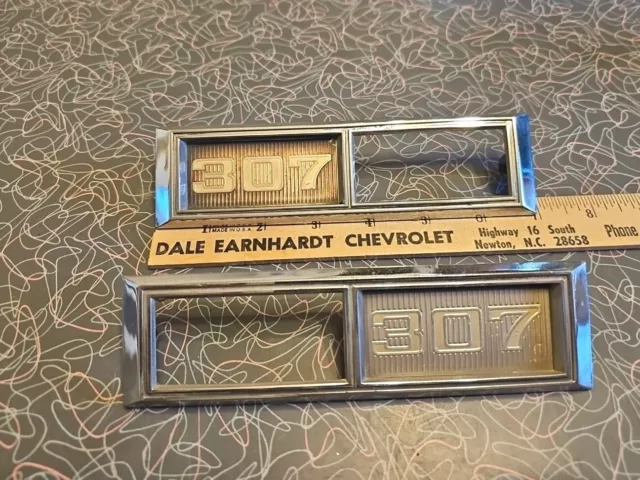 1968 Chevrolet Chevelle 307 Side Marker Trim Emblems OEM 3920874 3920873 GM