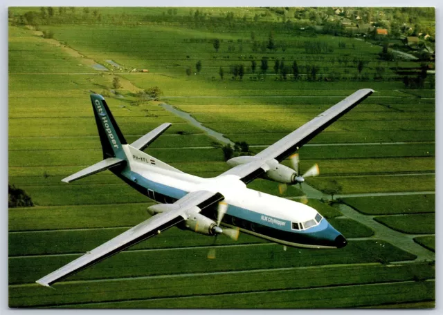 Airplane Postcard NLM City Hopper Airlines Fokker F-27 Friendship Stats EK15