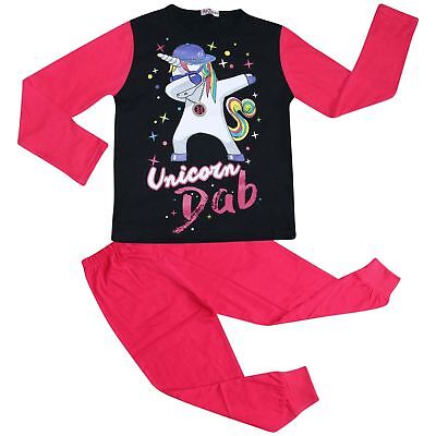 Kids Girls Designer Unicorn Dab Floss Pink Pyjamas Loungewear Nightwear PJS 5-13