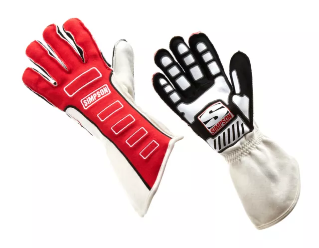 Simpson Competitor Series Red Medium Racing Gloves With Outer Seam 21300MR-O
