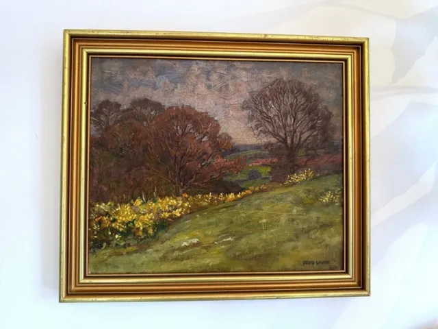 Vintage Early to Mid Century Signed Oil Painting by Fred Lane