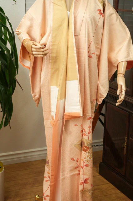Dear Vanilla Japanese Silk Kimono Women's Robe Gown Authentic Japan Vintage Mint 10