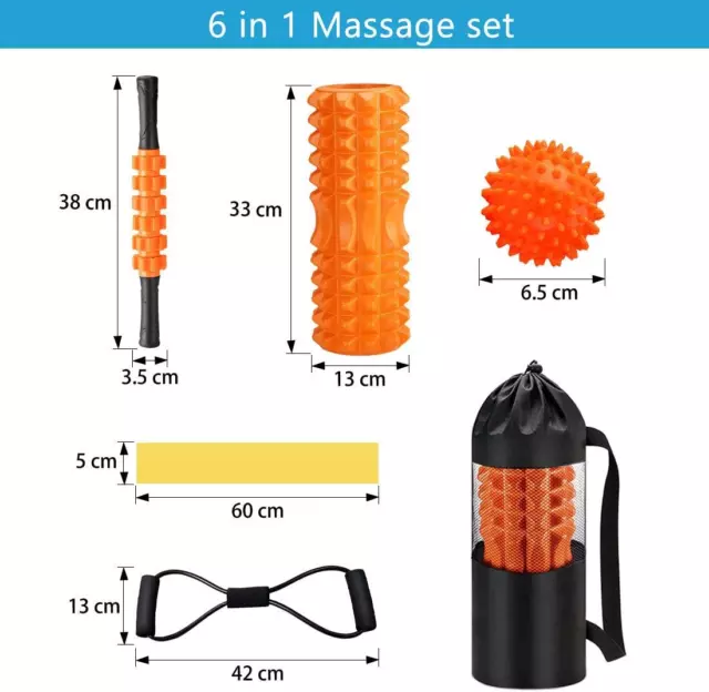 Rullo Massaggio Muscolare,  6 in 1 Foam Roller Rullo in Schiuma Pallina Massaggi 2