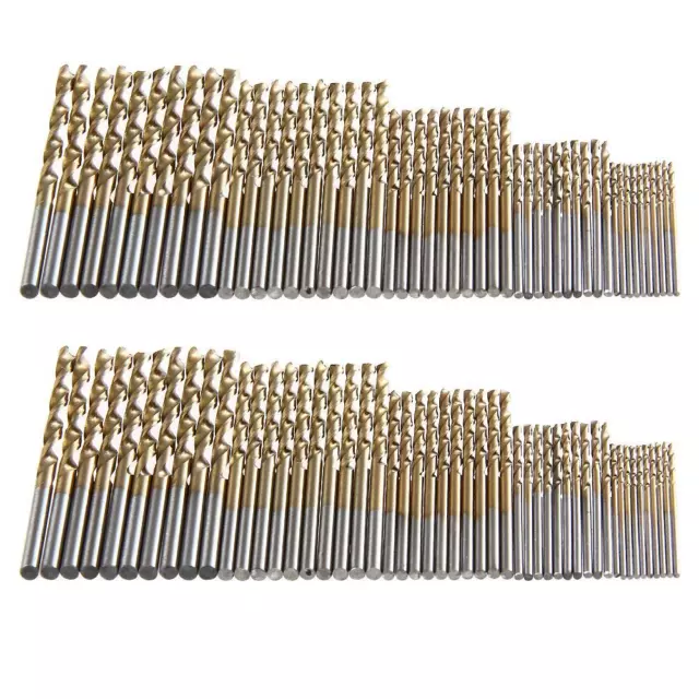 fr 100pc Titanium Coated HSS High Speed ??Steel Drill Bit Set Tool 1/1.5/2/2.5/3