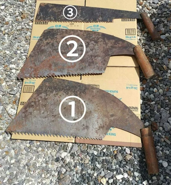 Antique Vintage Japanese Old Big Hand Saw Set Carpentry Tool Used Jank