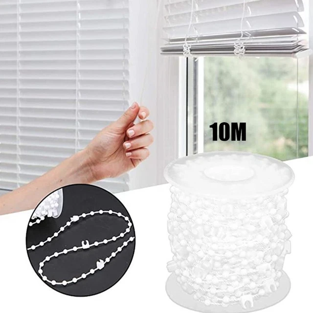 Cortina Perla Cordón de Perlas Accesorios Persianas 10M Enchufe Vertical Blanco