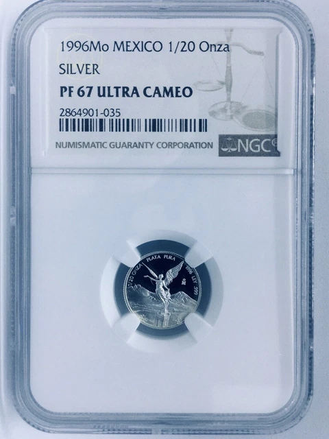 Mexico LIBERTAD 1/20 oz Silver 1996 PROOF -NGC PF67- RARE! Mintage Only:1,000