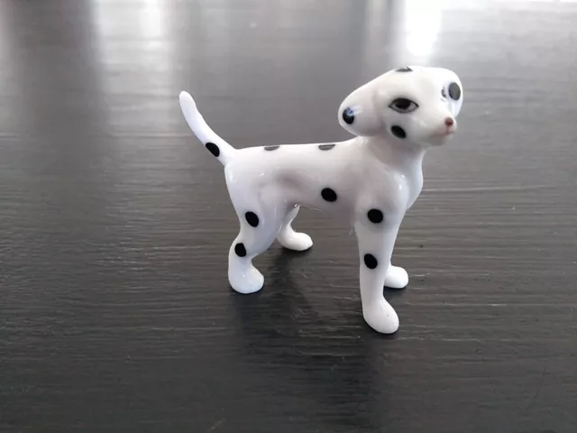 Miniature Porcelain Black & White Dalmation Dog Puppy Figurine