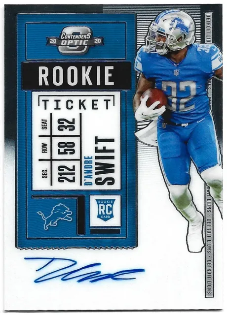 2020 Contenders Optic D'Andre Swift Rookie Ticket On Card Auto Lions Eagles RB