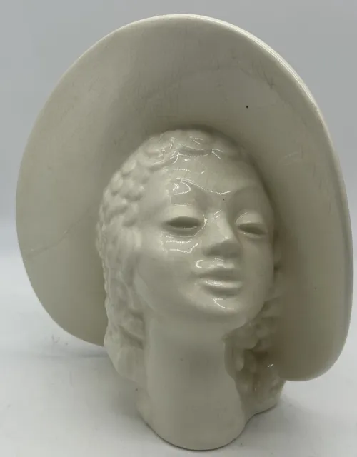 Vintage Royal Haeger Head Vase Woman With the Broad Brimmed Hat Art Deco 1930's 2