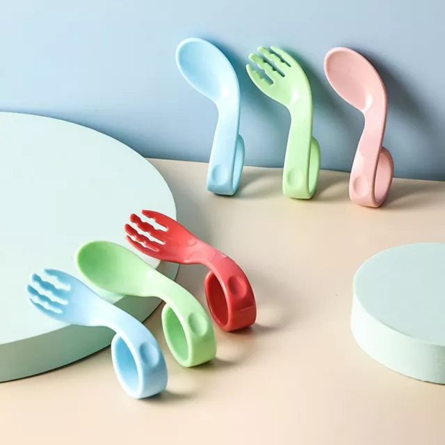 Sets Learn To Eat Training Twist Fork Spoon Suit 2Pcs/Set Infant Training Baby