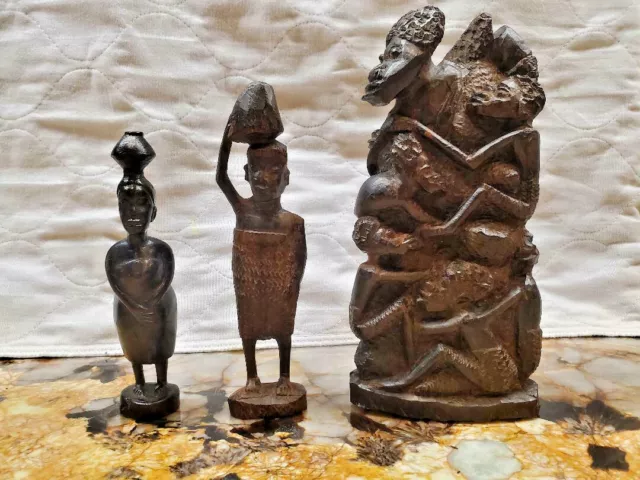 African Makonde Tribe Tanzania Handcrafted Ebony Wood Sculpture