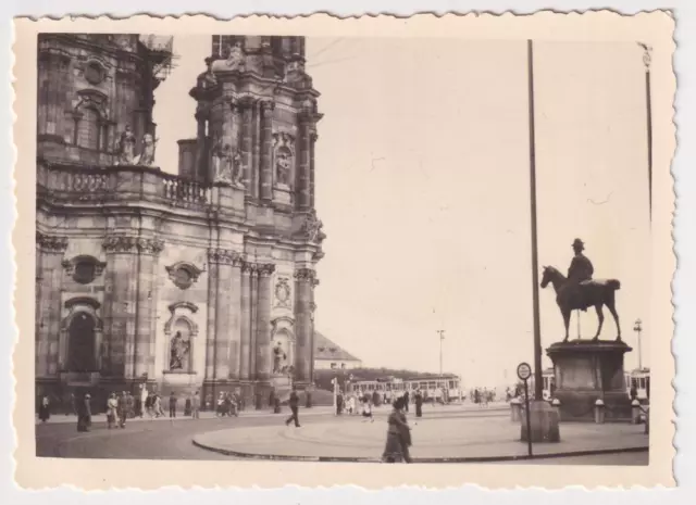 Foto Dresden, Schloßplatz Hofkirche Denkmal Straßenbahn, 18.07.1937!