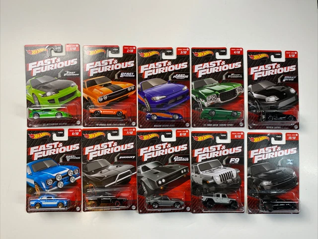 Ruote Calde 2023 Serie Fast & Furious Set Completo Di 10 - Supra, Ford Escort, Jeep