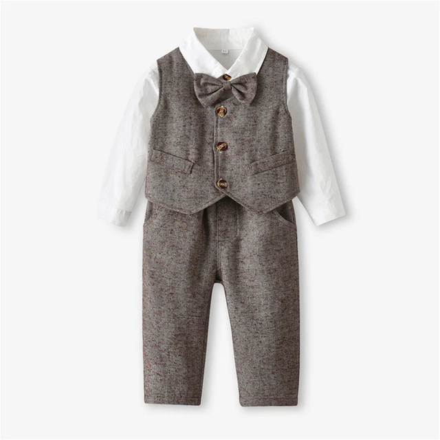 Set abiti bambini bambini 3 pz tuta da gentiluomo camicia, pantaloni e gilet