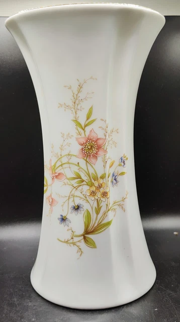 Vtg Royal Porzellan Bavaria KPM Large 9” Vase Germany Hand Painted Floral