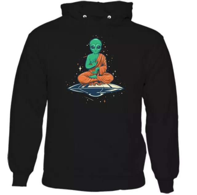 Alien Buddha Divertente da Uomo Felpa Astronauta Astronomia Ateismo Atheism Yoga