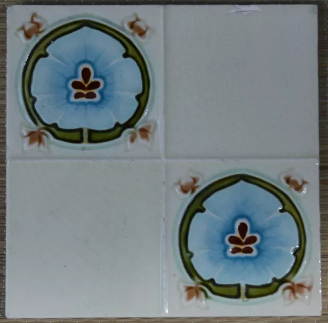 England - Antique Art Nouveau Majolica Tile C1900