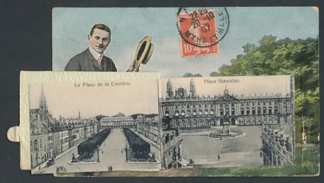 Leporello-CPA Nancy, Arc de Triomphe, Doge's Palace, Place de la Carriere, Mann