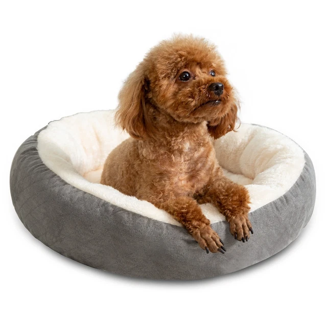 Dog Bed Donut Soft Round Plush Cat Beds For Calming Pet Anti Anxiety Washable