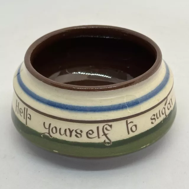 Vintage Longpark Torquay Pottery  Motto Ware Small Sugar Bowl Pot