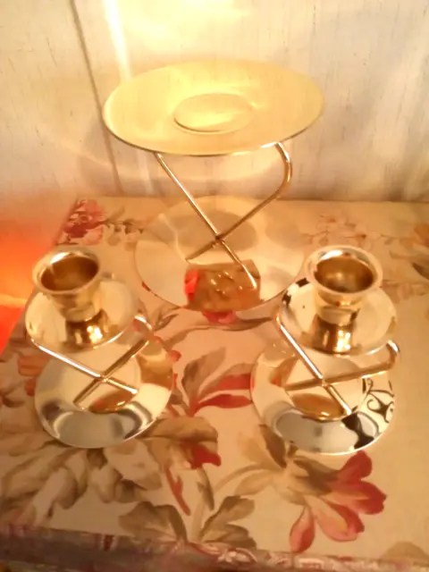 Metal Glow Heart Candle Holders Pillar and Candle Sticks Set of 3