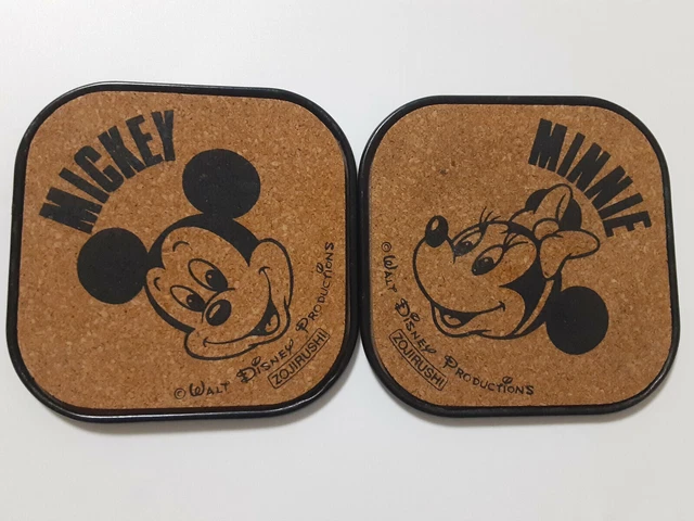 Topolino e Minnie ZOJIRUSHI Sottobicchiere in sughero Disney vecchio retrò...