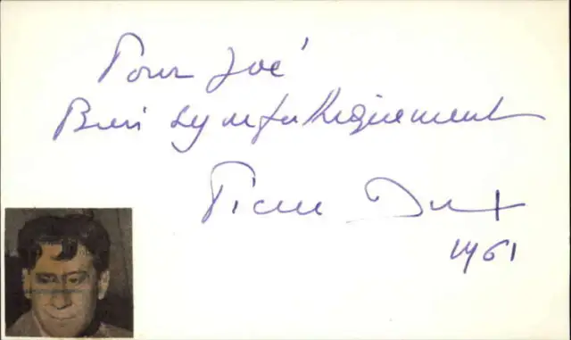 Pierre Dux D.1990 Actor Signed 3" x 5" Index Card