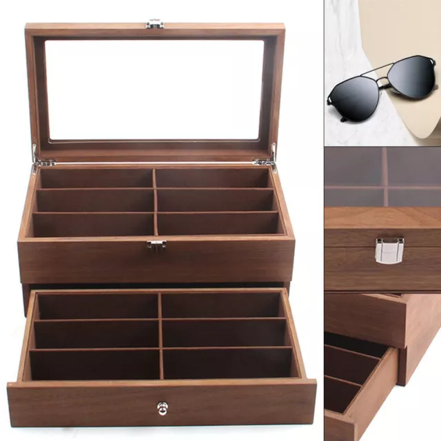 2 Layer Sunglass Organizer Eyeglass Display Case 12Bits Glasses Storage Box Gift