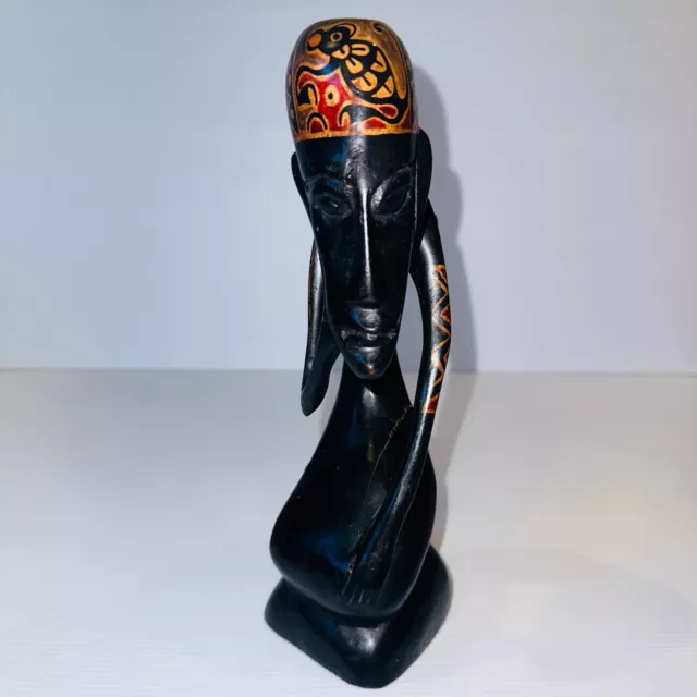 Antique Aboriginal Tribe Statue The Thinker Thinking Man Hand Carved Wooden RARE