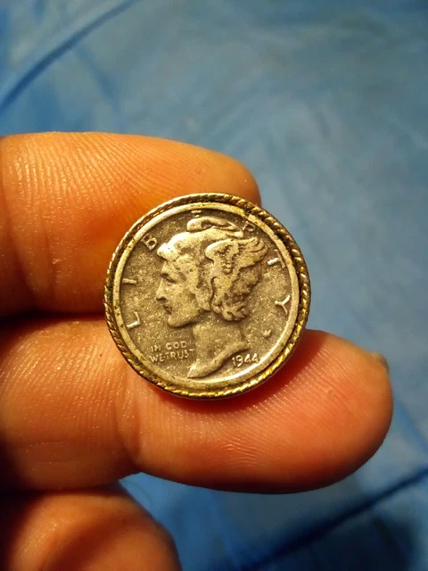 1944 Mercury Head Silver Dime Cuff Link Average Circulated Condition